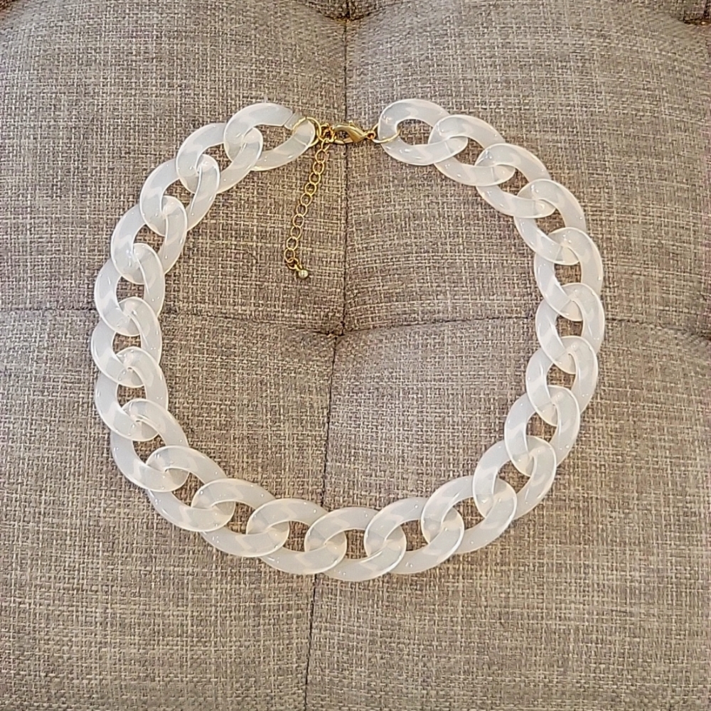 Anthropologie pale blush-pink resin necklace